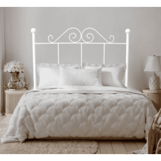 Cabeceira Palace em ferro forjado para cama de 90cm, branca, 98x125x4.