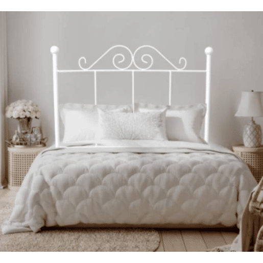 Cabeceira Palace em ferro forjado para cama de 105cm, branca, 113x125x4.