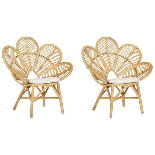 Conjunto de 2 cadeiras pavão FLORENTINE Rattan Natural