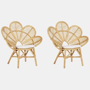Conjunto de 2 cadeiras pavão FLORENTINE Rattan Natural