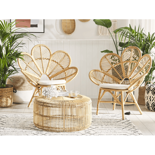 Conjunto de 2 cadeiras pavão FLORENTINE Rattan Natural