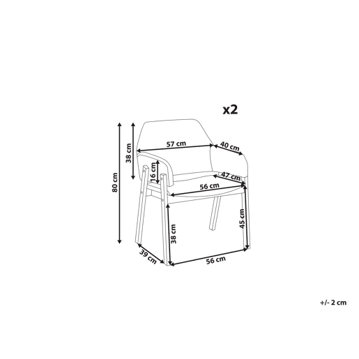 Conjunto de 2 cadeiras de jantar ALBION Cinzento