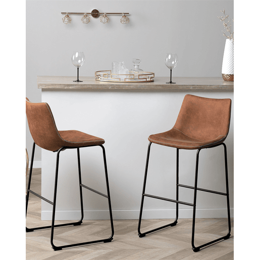 Conjunto de 2 bancos de bar FRANKS Castanho dourado
