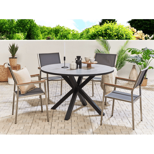 Mesa de refeição de jardim MALETTO 120 cm 120 cm Vidro Cinzento