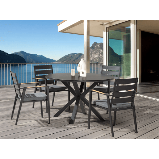 Mesa de refeição de jardim MALETTO 120 cm 120 cm Vidro Preto