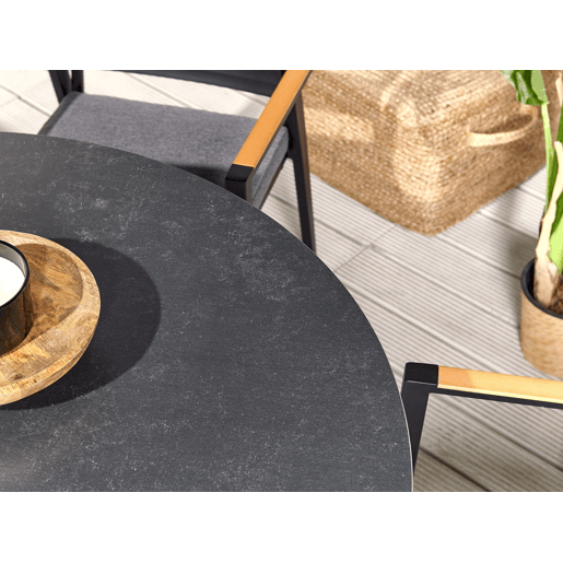 Mesa de refeição de jardim MALETTO 120 cm 120 cm Vidro Preto