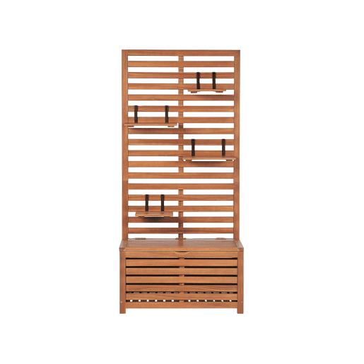 Banco de jardim com painel de parede MATINO Madeira de acácia 80 cm 40 cm Castanho