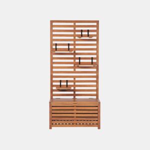 Banco de jardim com painel de parede MATINO Madeira de acácia 80 cm 40 cm Castanho