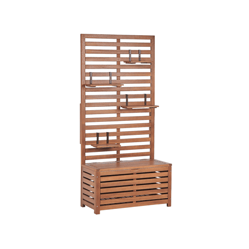 Banco de jardim com painel de parede MATINO Madeira de acácia 80 cm 40 cm Castanho