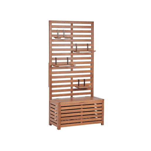 Banco de jardim com painel de parede MATINO Madeira de acácia 80 cm 40 cm Castanho