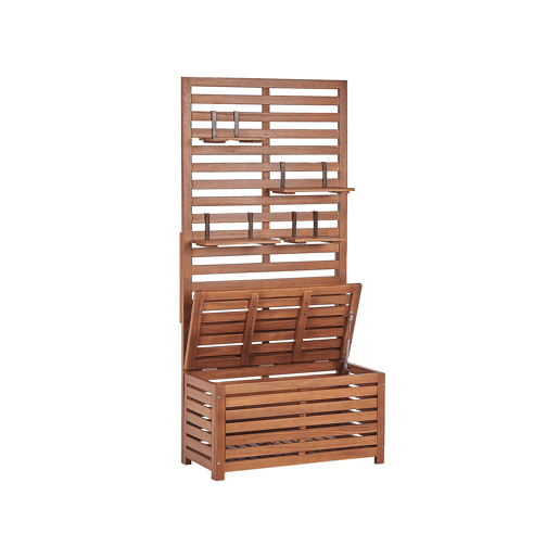 Banco de jardim com painel de parede MATINO Madeira de acácia 80 cm 40 cm Castanho