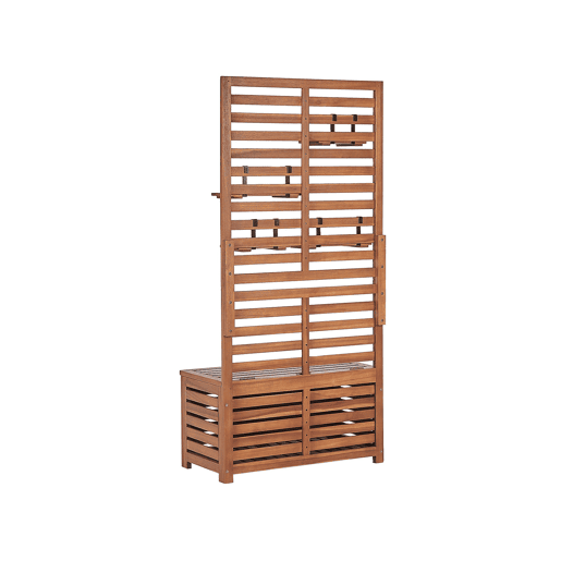 Banco de jardim com painel de parede MATINO Madeira de acácia 80 cm 40 cm Castanho