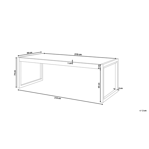 Mesa de refeição de jardim BACOLI 210 cm 90 cm Vidro Branco creme