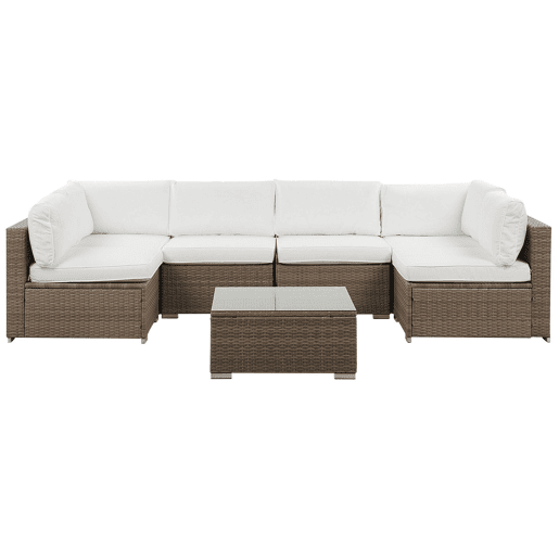 Conjunto de sofás de jardim de canto 6 lugares BELVEDERE Branco