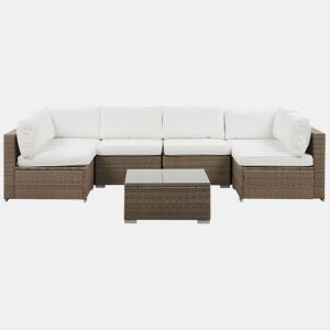 Conjunto de sofás de jardim de canto 6 lugares BELVEDERE Branco