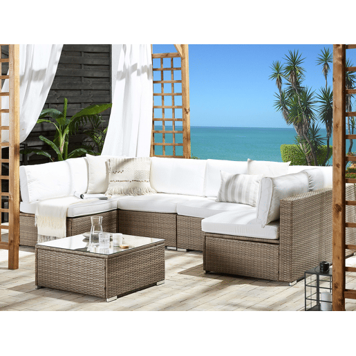 Conjunto de sofás de jardim de canto 6 lugares BELVEDERE Branco
