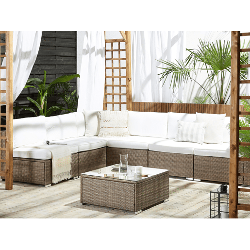 Conjunto de sofás de jardim de canto 6 lugares BELVEDERE Branco