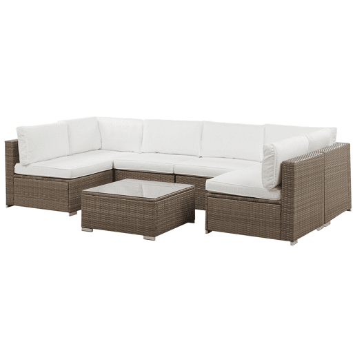 Conjunto de sofás de jardim de canto 6 lugares BELVEDERE Branco