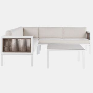 Conjunto de sofás de jardim de canto 4 lugares BORELLO à esquerda Metal Creme