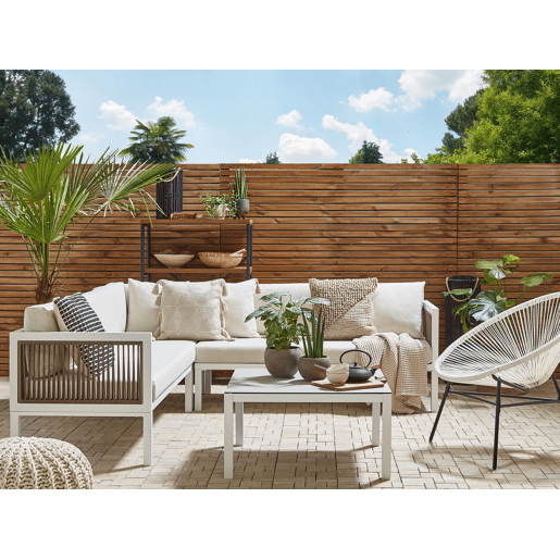 Conjunto de sofás de jardim de canto 4 lugares BORELLO à esquerda Metal Creme