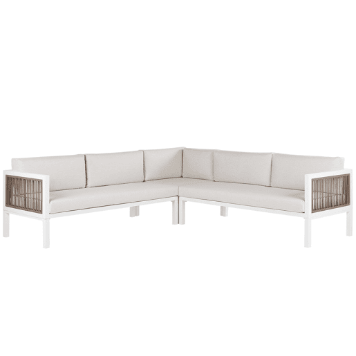 Conjunto de sofás de jardim de canto 4 lugares BORELLO à esquerda Metal Creme