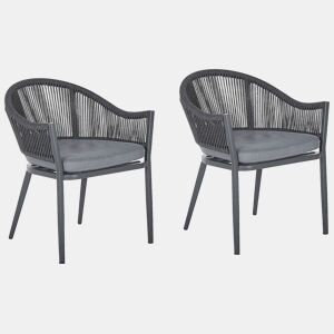 Conjunto de 2 cadeiras de jardim com almofadas MILETO Metal Cinzento