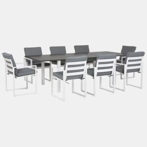 Conjunto de refeições de jardim 8 lugares PANCOLE com almofadas Metal Cinzento