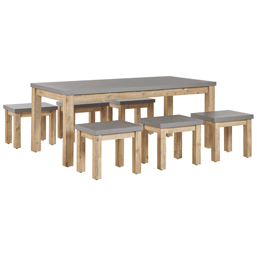 Conjunto de refeições de jardim com tamboretes 6 lugares OSTUNI Betão Cinzento
