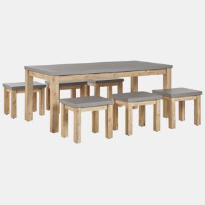 Conjunto de refeições de jardim com tamboretes 6 lugares OSTUNI Betão Cinzento
