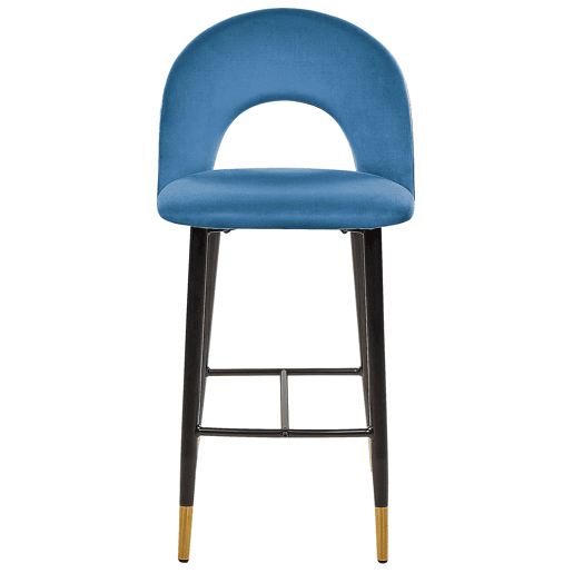 Conjunto de 2 bancos de bar FALTON Veludo Azul