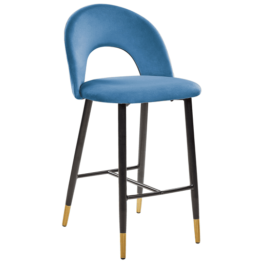 Conjunto de 2 bancos de bar FALTON Veludo Azul