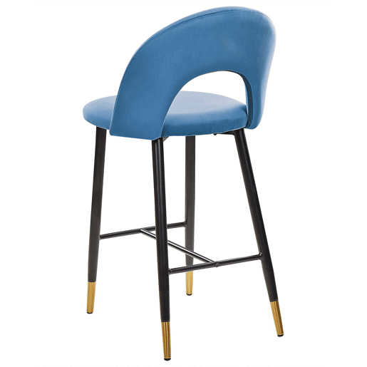 Conjunto de 2 bancos de bar FALTON Veludo Azul