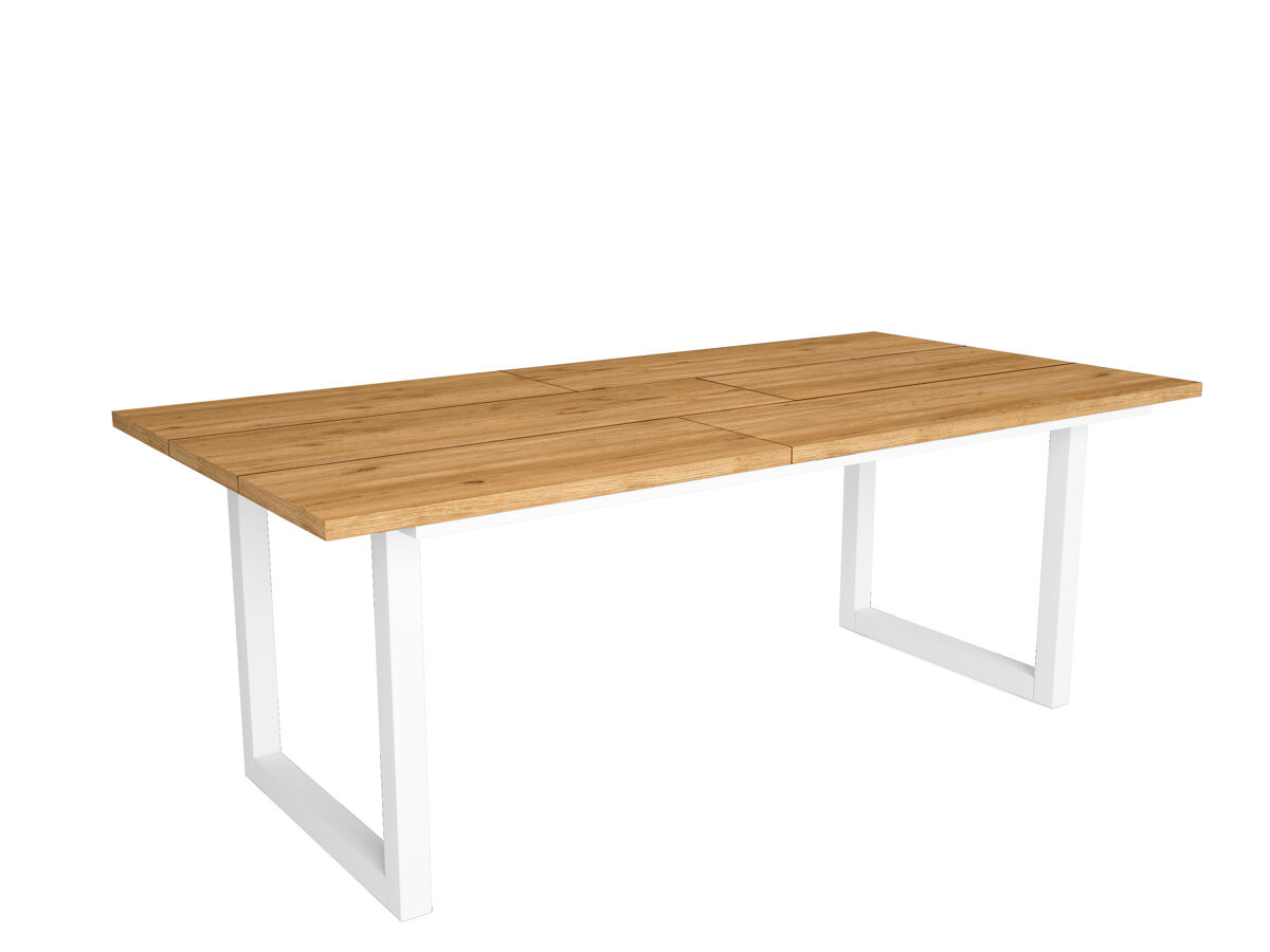 Mesa de comedor, 10 comensales, 194x90x75cm, robusta y estable, patas macizas, roble, estilo industrial