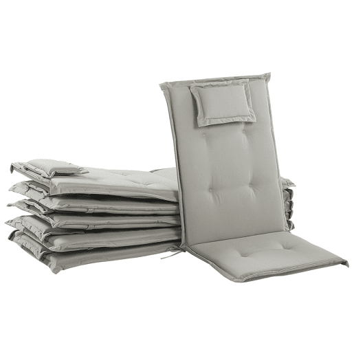 Conjunto de 6 cadeiras de jardim com almofadas JAVA Madeira de acácia Taupe