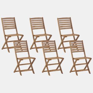 Conjunto de 6 cadeiras de jardim TOLVE Madeira de acácia Castanho