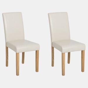 Conjunto de 2 cadeiras de jantar BROADWAY Pele sintética Creme