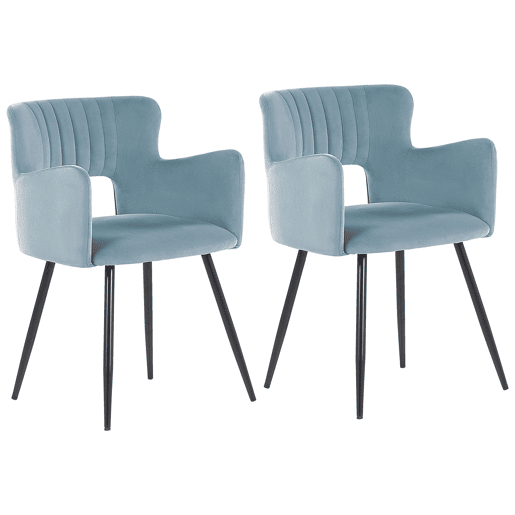 Conjunto de 2 cadeiras de jantar SANILAC Veludo Azul claro