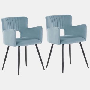 Conjunto de 2 cadeiras de jantar SANILAC Veludo Azul claro