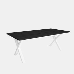 Mesa de sala de jantar, 10 pessoas, 194x90x75cm, Robusto e estável, estrutura e pernas sólidas, Ideal para reuniões familiares, Preto, Estilo industrial