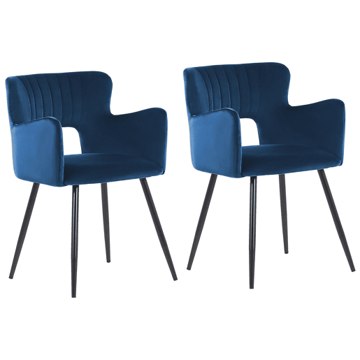Conjunto de 2 cadeiras de jantar SANILAC Veludo Azul marinho