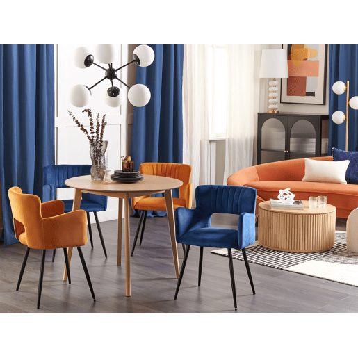 Conjunto de 2 cadeiras de jantar SANILAC Veludo Azul marinho