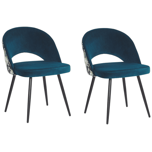 Conjunto de 2 cadeiras de jantar VIVIAN Veludo Azul turquesa