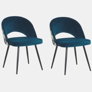 Conjunto de 2 cadeiras de jantar VIVIAN Veludo Azul turquesa