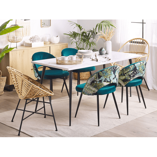 Conjunto de 2 cadeiras de jantar VIVIAN Veludo Azul turquesa