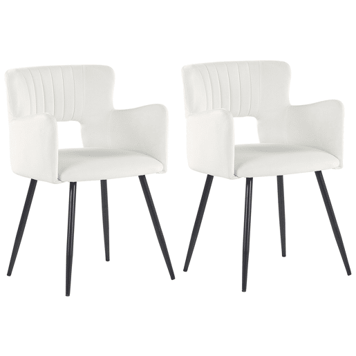 Conjunto de 2 cadeiras de jantar SANILAC Veludo Branco