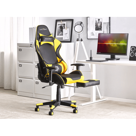 Cadeira gaming VICTORY Pele sintética Amarelo