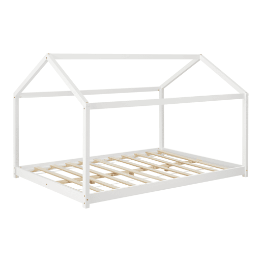 Cama de criança Cerro em forma de casa em pinho 120 x 200 cm - Branco en.casa