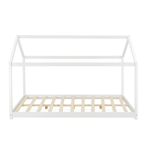 Cama de criança Cerro em forma de casa em pinho 120 x 200 cm - Branco en.casa