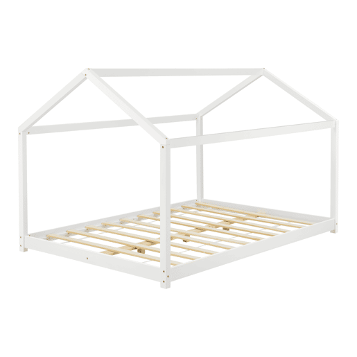 Cama de criança Cerro com colchão em forma de casa em pinho 120 x 200 cm - Branco en.casa