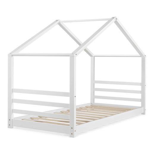 Cama de criança Vardø com estrado de molas - Forma de casa - pinho 200 x 90 cm - Branco mate en.casa.
